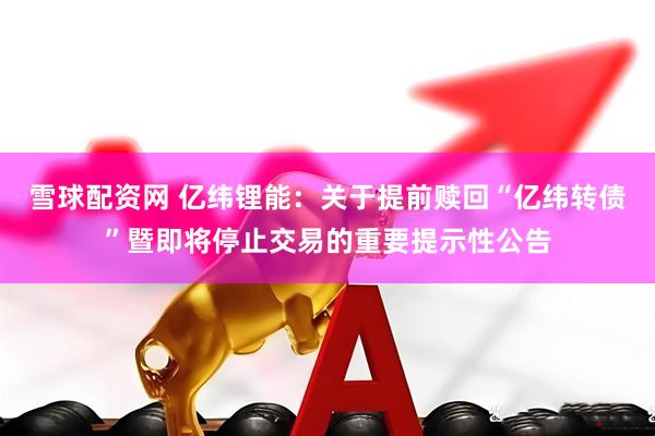 雪球配资网 亿纬锂能：关于提前赎回“亿纬转债”暨即将停止交易的重要提示性公告